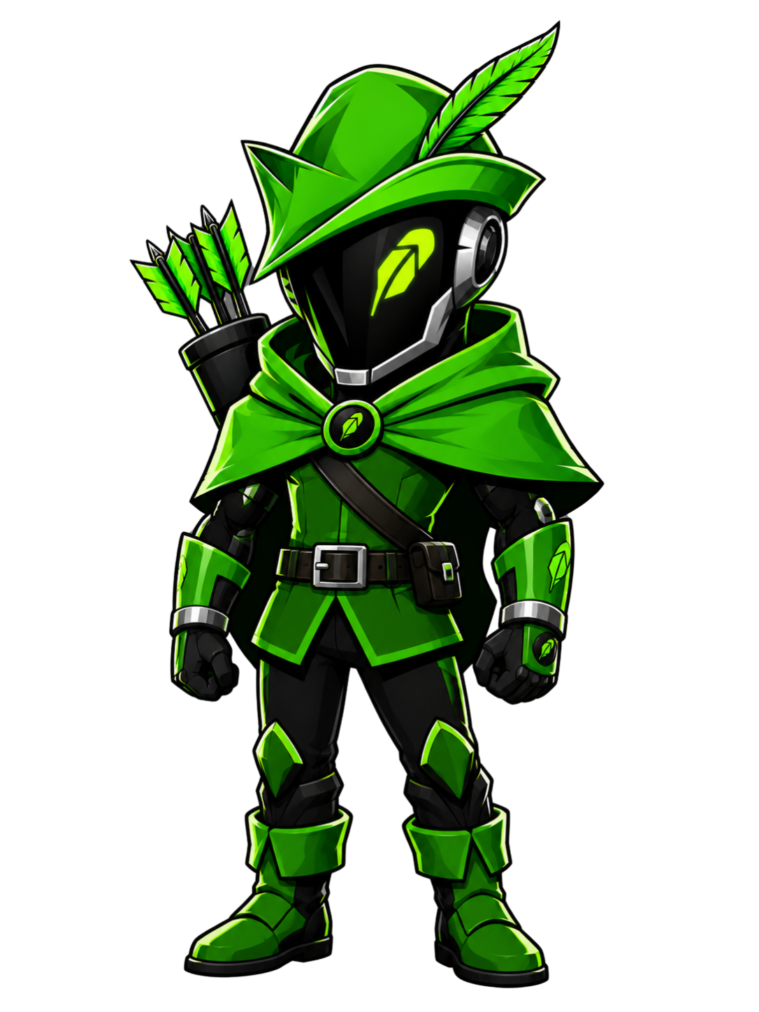 Full-body Artificial Robinhood AI mascot